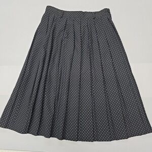 Black White Polka Dot Pleated Midi Skirt‎ Women's Size Medium